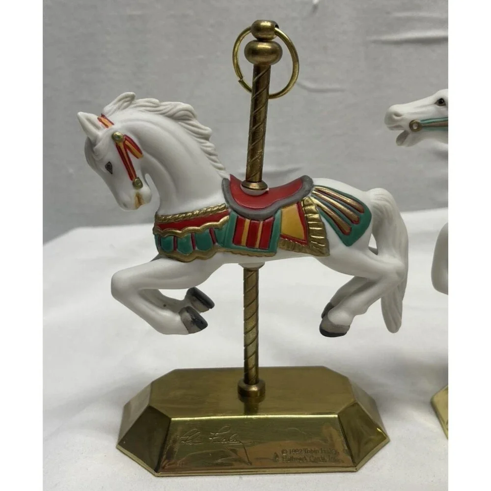 Lot 3 Hallmark Mini Carousel Christmas Horses Ornaments 1992 1993 1995 Christmas